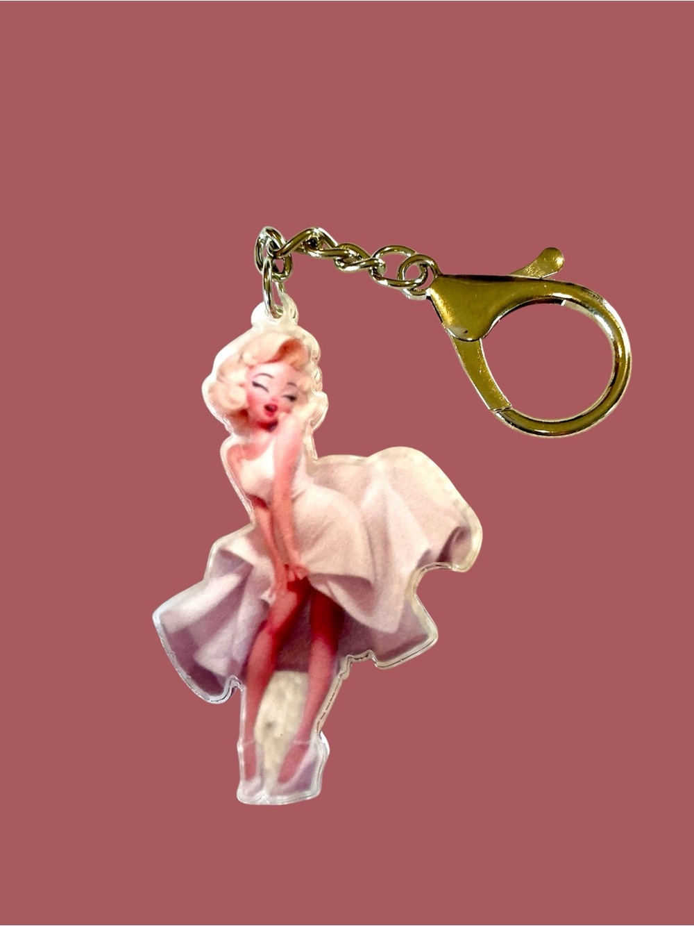 Pink Pin-Up girl 2D Acrylic gold toned toggle clasp for bags, backpacks & more - Picture 2 of 2
